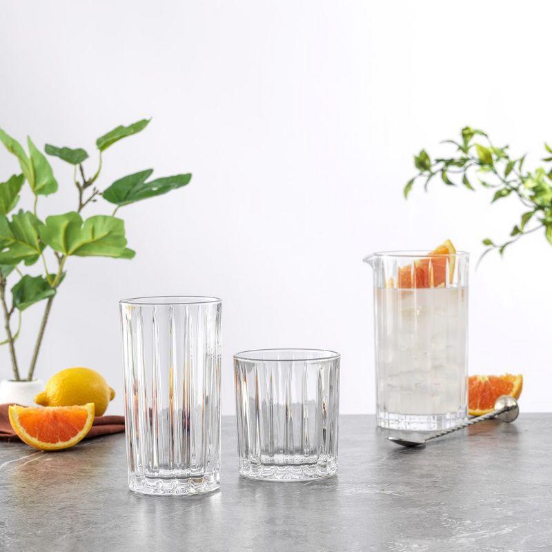 JoyJolt Alina Ribbed Highball and DOF Drinkware Glasses