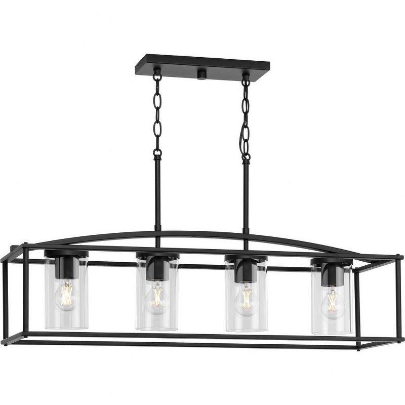 Swansea Matte Black Steel Outdoor Island Chandelier with Clear Glass Shades