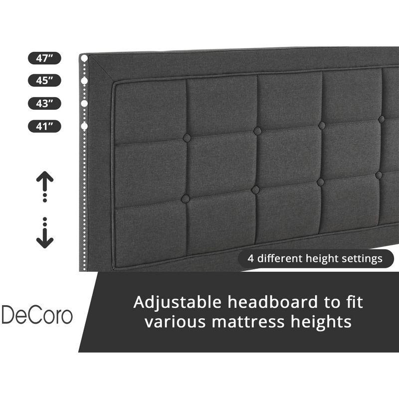 DeCoro Home DeCoro Mornington Upholstered Platform Bed Frame and Headboard