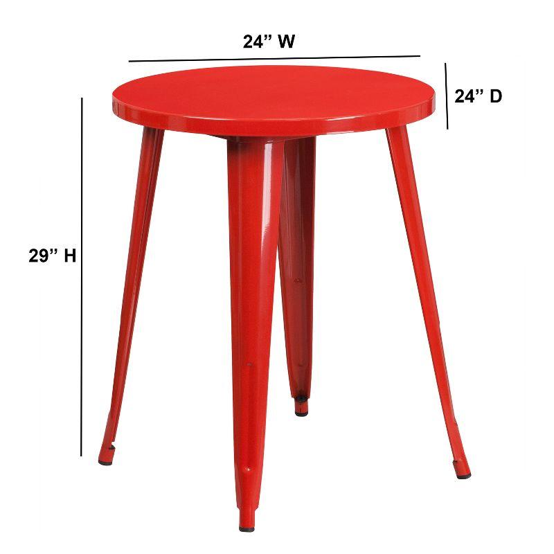 Flash Furniture Commercial Grade 24" Round Red Metal Indoor-Outdoor Table