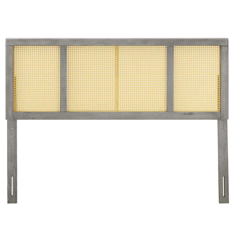 Modway Delmare Headboard – Full Size, Cane Woven Rattan, Gray Frame