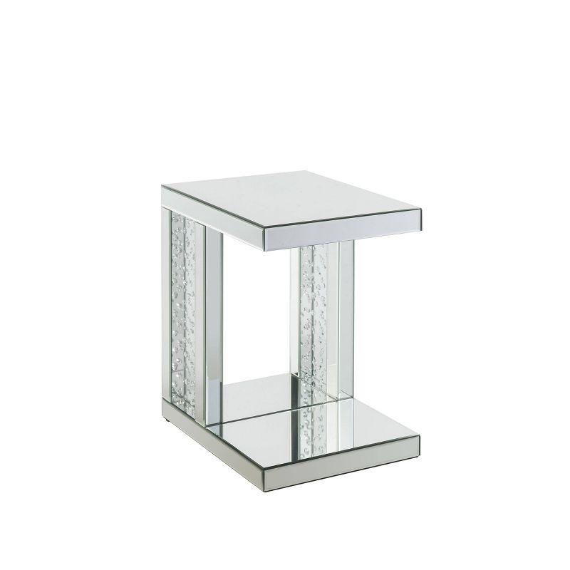 20" Nysa Accent Table Mirrored & Faux Crystals Inlay: No Assembly, Square Legs - Acme Furniture