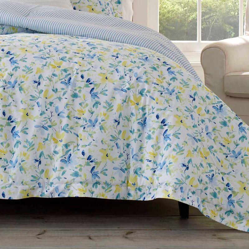 Laura Ashley Nora Blue Cotton Comforter Bonus Set