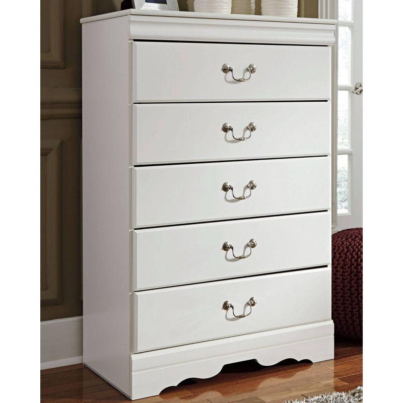 Anarasia Chest of Drawers White: 5-Drawer Storage, Louis Philippe Style - Signature Design by Ashley