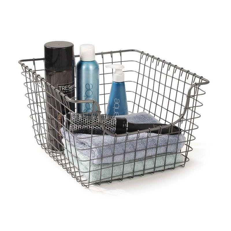 Spectrum Diversified Scoop Medium Basket Dark Silver: Portable Metal Utility Storage, Universal Organization, 23" Width