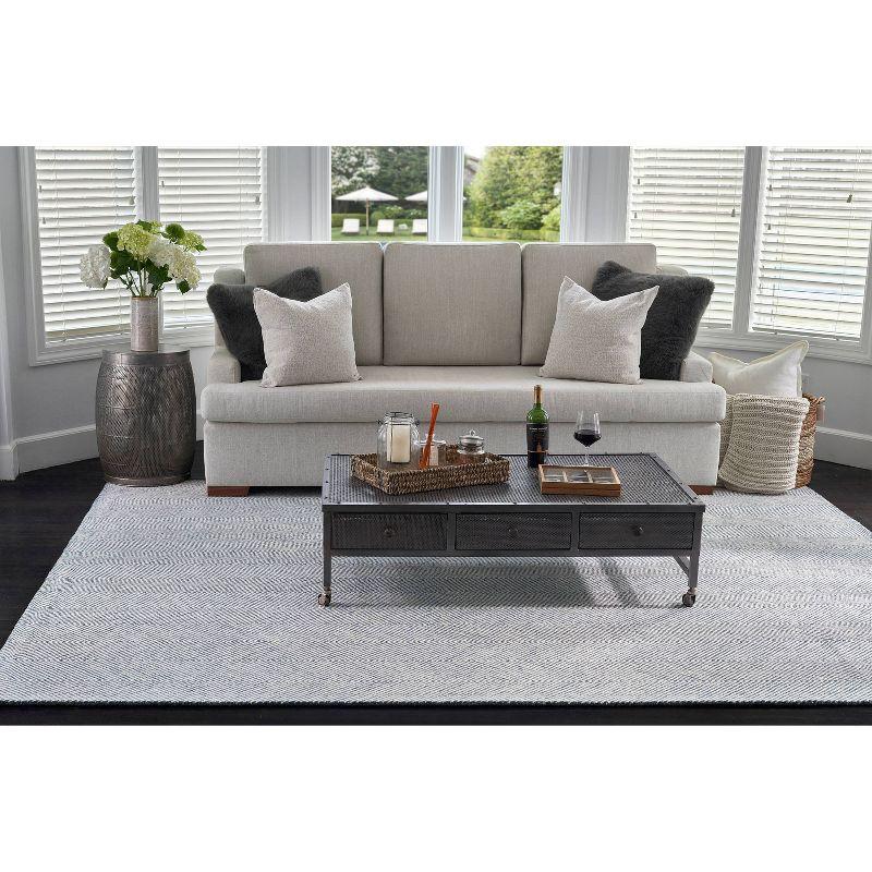 Momeni 5'x8' Charles Zig Zag Handtufted Area Rug Blue: Wool, Cotton & Latex Backing, Low Pile, Indoor Use, Rectangle Shape