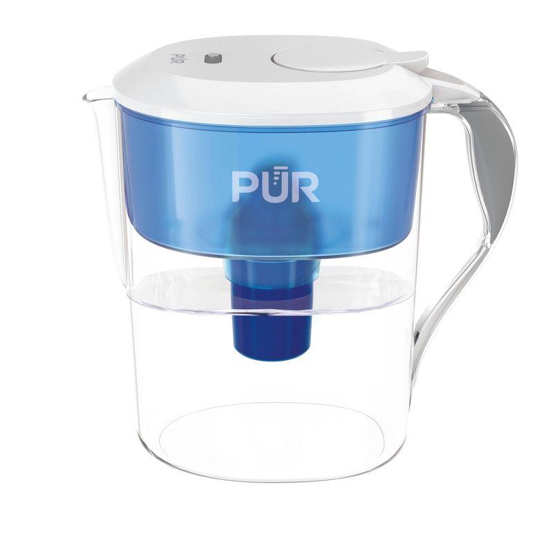 PUR 11 Cup Water Filtration Pitcher - Blue/White: BPA-Free, Filters Chlorine & Mercury, 40-Gallon Purifier, PUR Filter Compatible