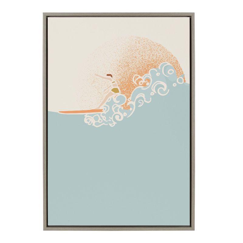 Sea Breeze Surfer Girl Framed Canvas Wall Art, 23" x 33"