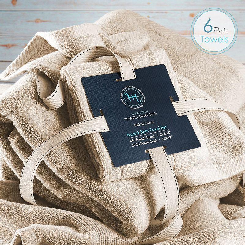 Hearth & Harbor 100% Cotton Towel Sets for Body and Face