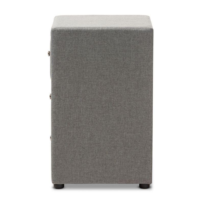 Tessa 3 Drawer Nightstand Gray - Baxton Studio: Contemporary Design, Chrome Knobs, Bedroom Storage