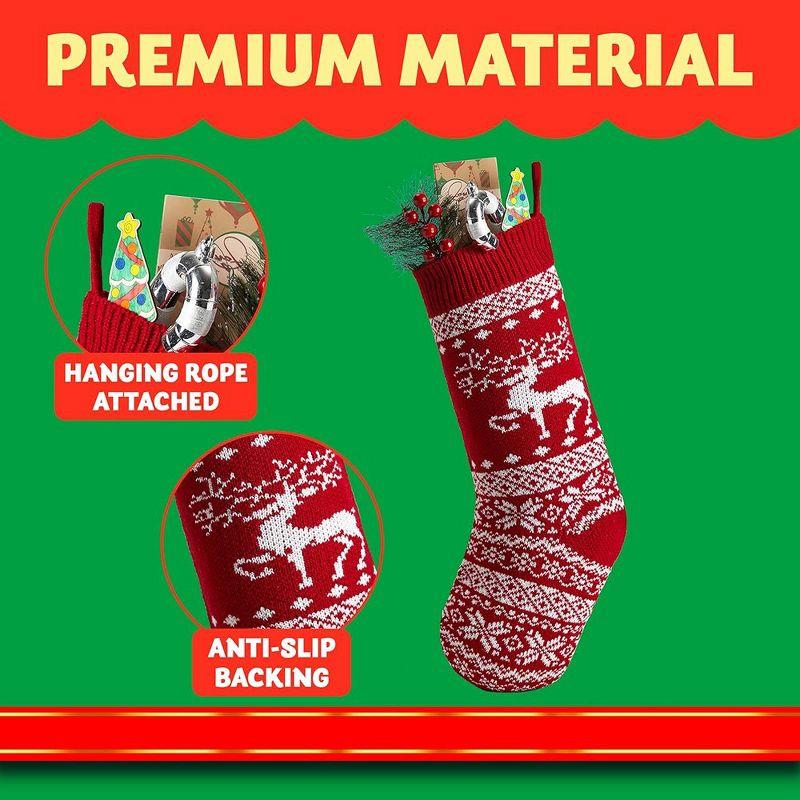 JOYFY 4pcs Knit Christmas Stockings Decoration 18" Stocking for Christmas Decorations