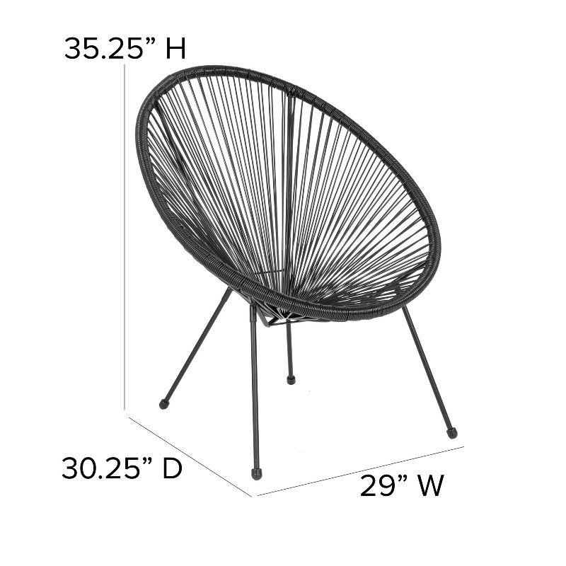 Black Woven Basket Papasan Bungee Lounge Chair