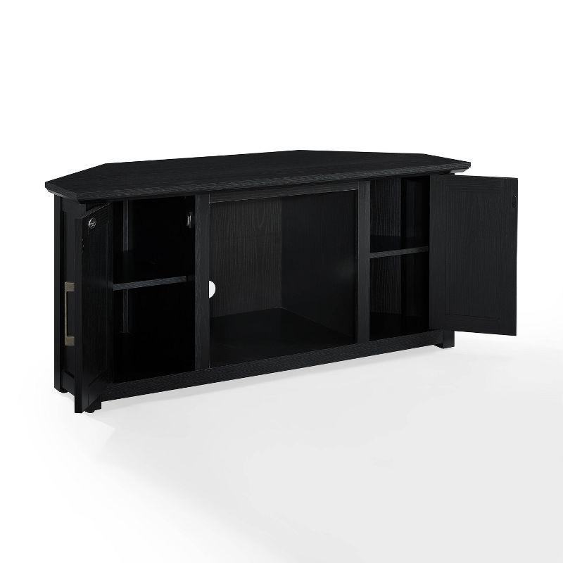 Crosley Camden Corner TV Stand for TVs up to 50" with Fireplace Black : Mid-Century Modern, Adjustable Shelves, Cable Management