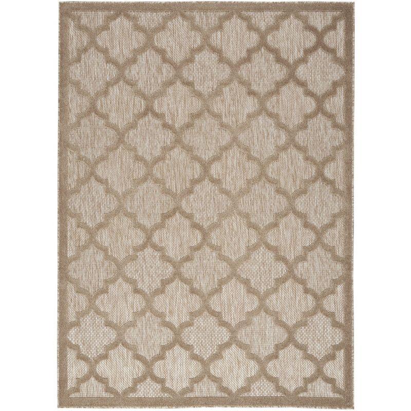 Nourison Easy Care Trellis Flatweave Indoor Outdoor Area Rug 6' x 9' Natural Beige