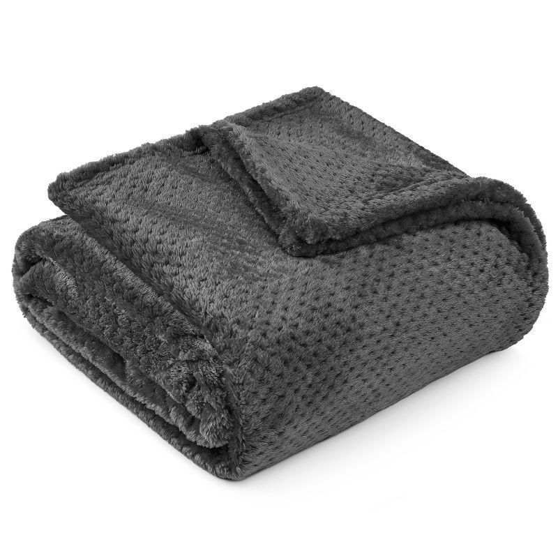 Dark Gray Waffle Textured Fleece Throw Blanket