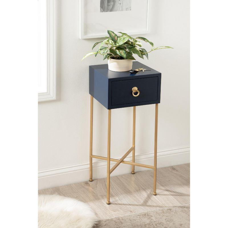 Kate and Laurel Decklyn Square MDF Tea Table, 11.75x11.75x30, Navy Blue