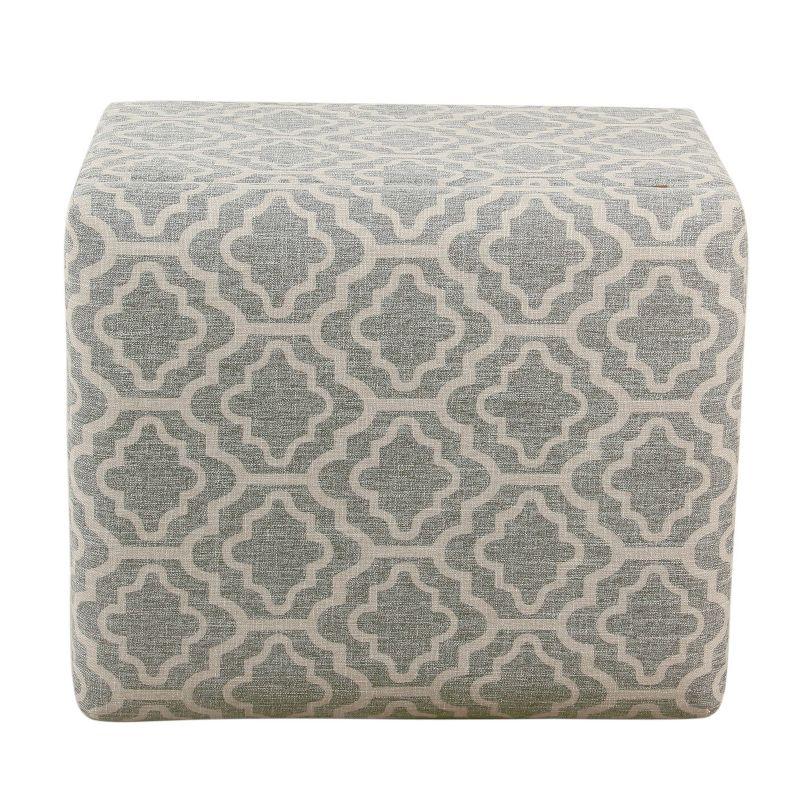 HomePop Medium Storage Ottoman Geometric Ash Gray: Upholstered Footstool with Rubberwood Legs