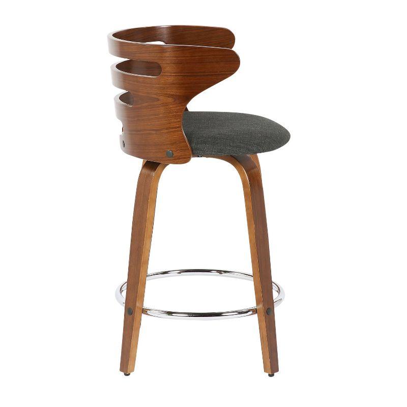 Set of 2 Cosini Upholstered Counter Height Barstool with Backs, Swivel Seat, Chrome Footrest - Lumisource