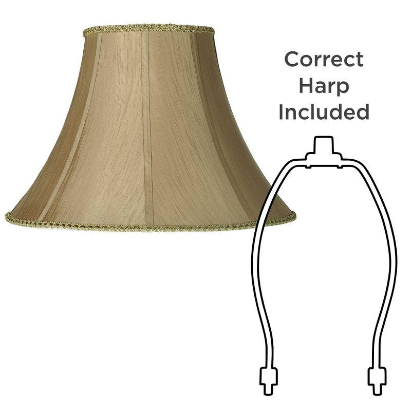 Earthen Gold Large Round Bell Lamp Shade with Harp and Finial