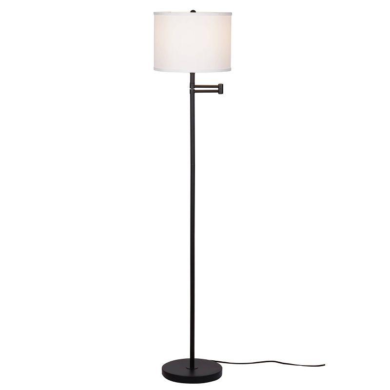 Cresswell Lighting 60" Swing Arm Floor Lamp Black: Linen Shade, Metal Body, UL Listed