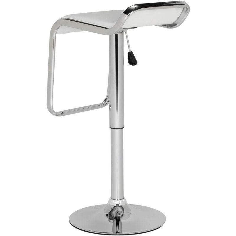 Taronda White Adjustable Swivel Bar Stool with Chrome Base