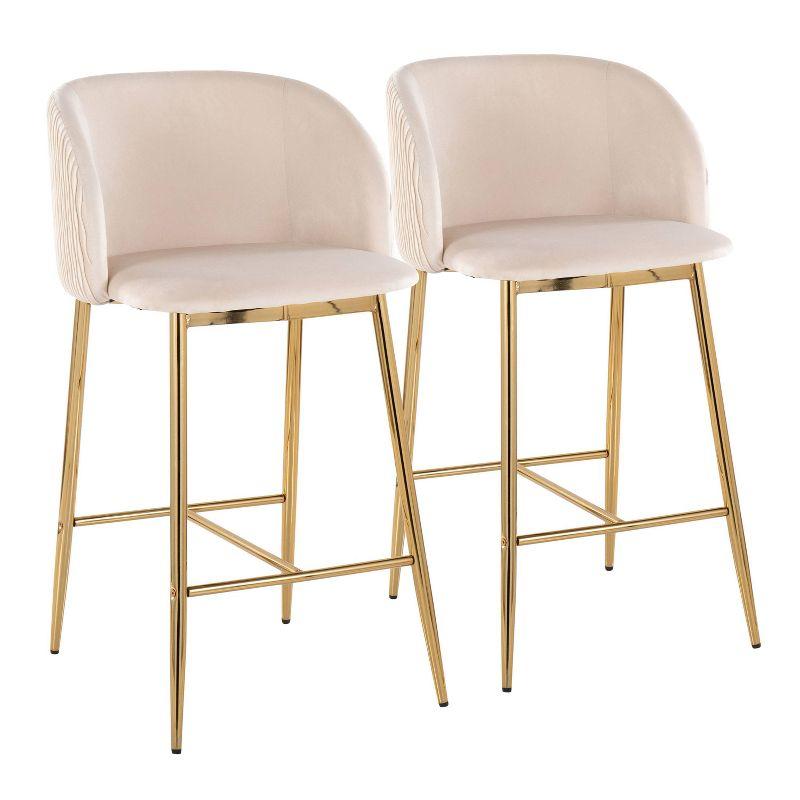 Set of 2 Fran Pleated Waves Counter Height Barstools - LumiSource