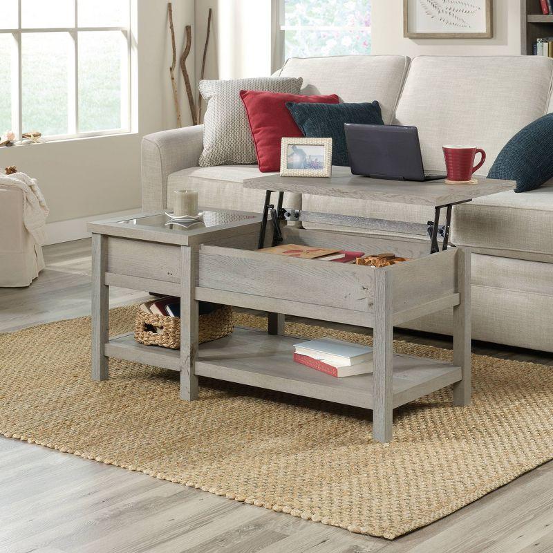 Mystic Oak Coastal-Inspired Rectangular Lift-Top Coffee Table with Storage