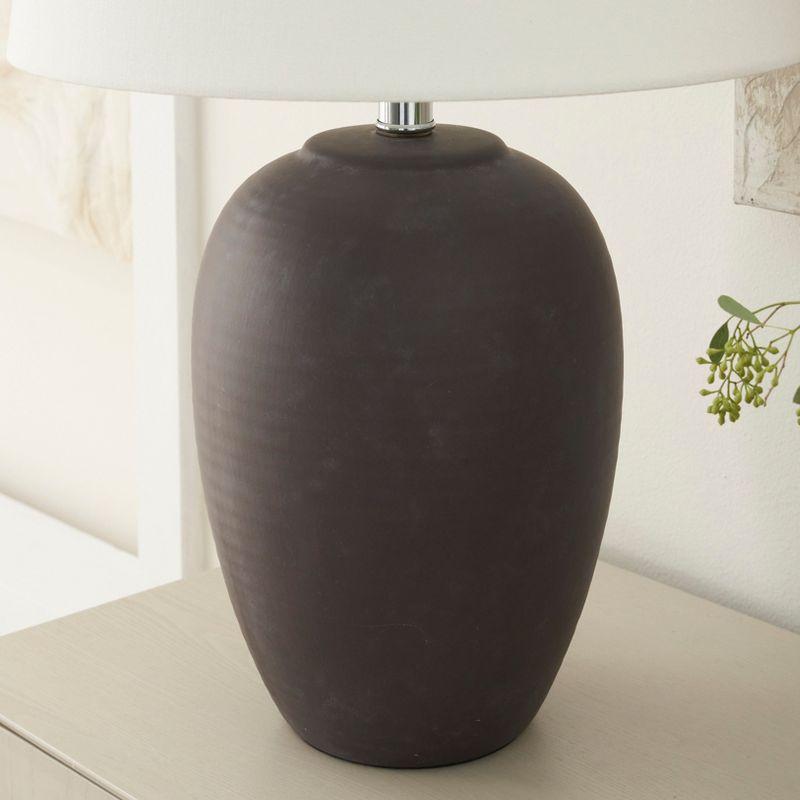 23" Egglplant Purple Unglazed Ceramic Urn Table Lamp - Nourison