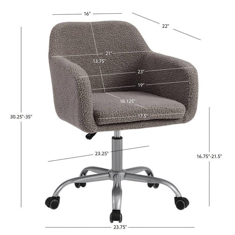 Ergonomic Gray Sherpa Swivel Office Chair with Fixed Arms