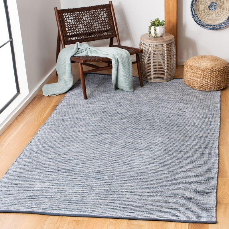 Navy and Blue Handwoven Cotton Flatweave Rug, 4' x 6'