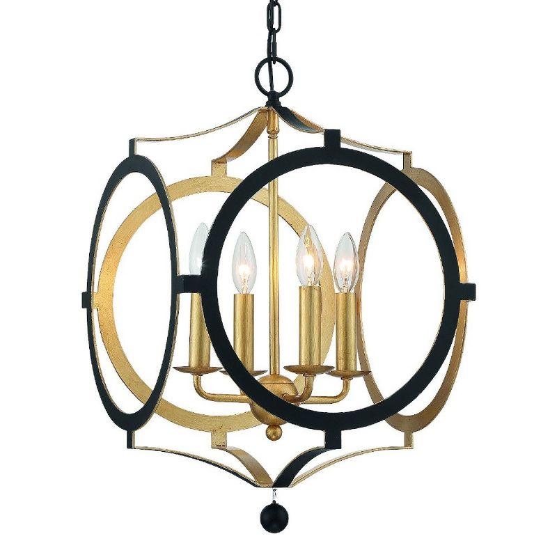 Crystorama Lighting Odelle 4 - Light Chandelier in  Matte Black/Antique Gold