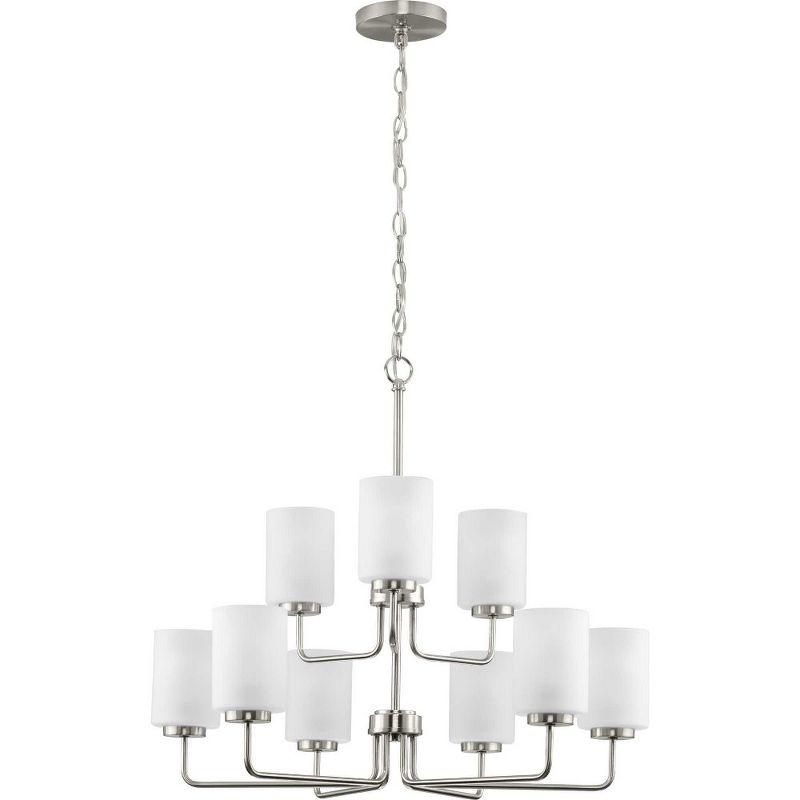 Progress Lighting Merry 9-Light Brushed Nickel Chandelier with Etched Glass Shades