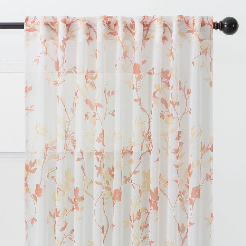 Chanasya 2pk Floral Textured Sheer Window Curtain Panels - Set of 2