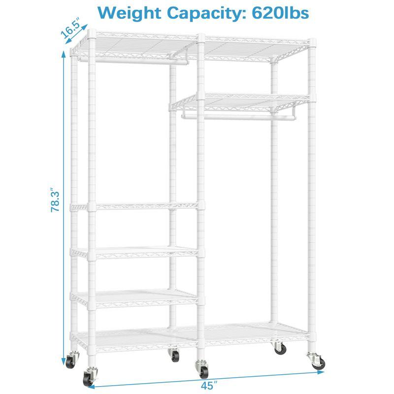 VIPEK R4 Rolling Garment Rack Heavy Duty Clothes Rack with Double Rods and Lockable Wheels