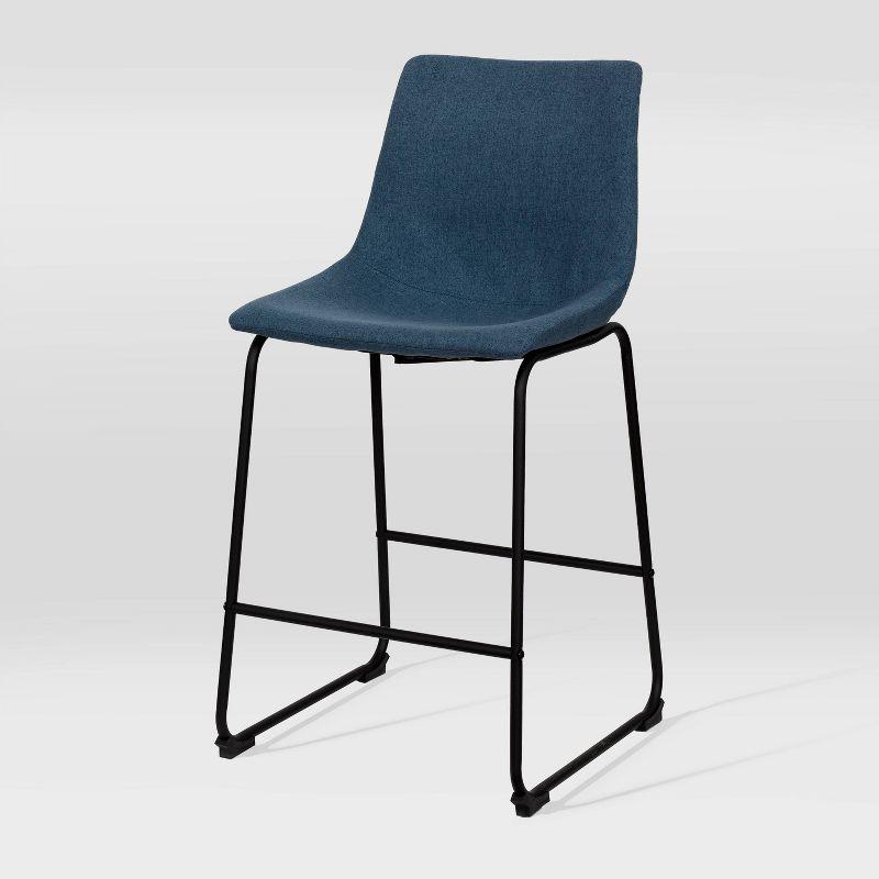 Set of 2 Asahi Upholstered Counter Height Barstool Blue - CorLiving: Padded, Modern Design, 265lb Capacity