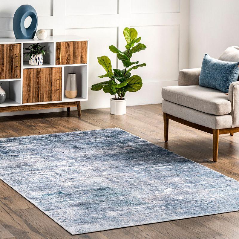 Nuloom Katia Modern Abstract Pet Friendly Machine Washable Area Rug, 5' x 8', Blue