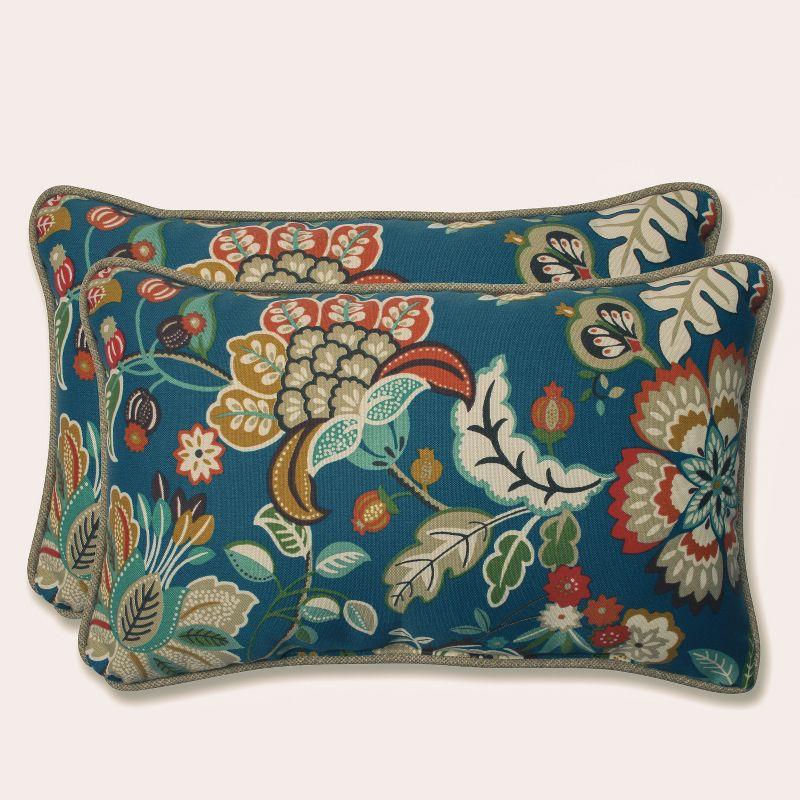 Telfair Blue Botanical Outdoor Lumbar Pillow Set