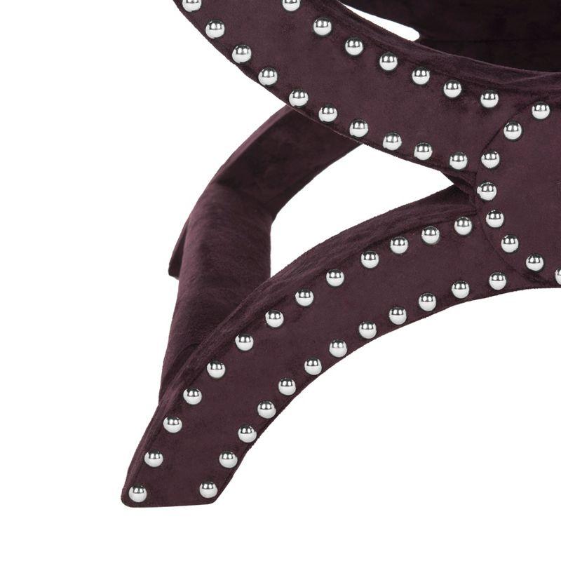 Mystic Ottoman with Silver Nail Heads - Plum - Safavieh