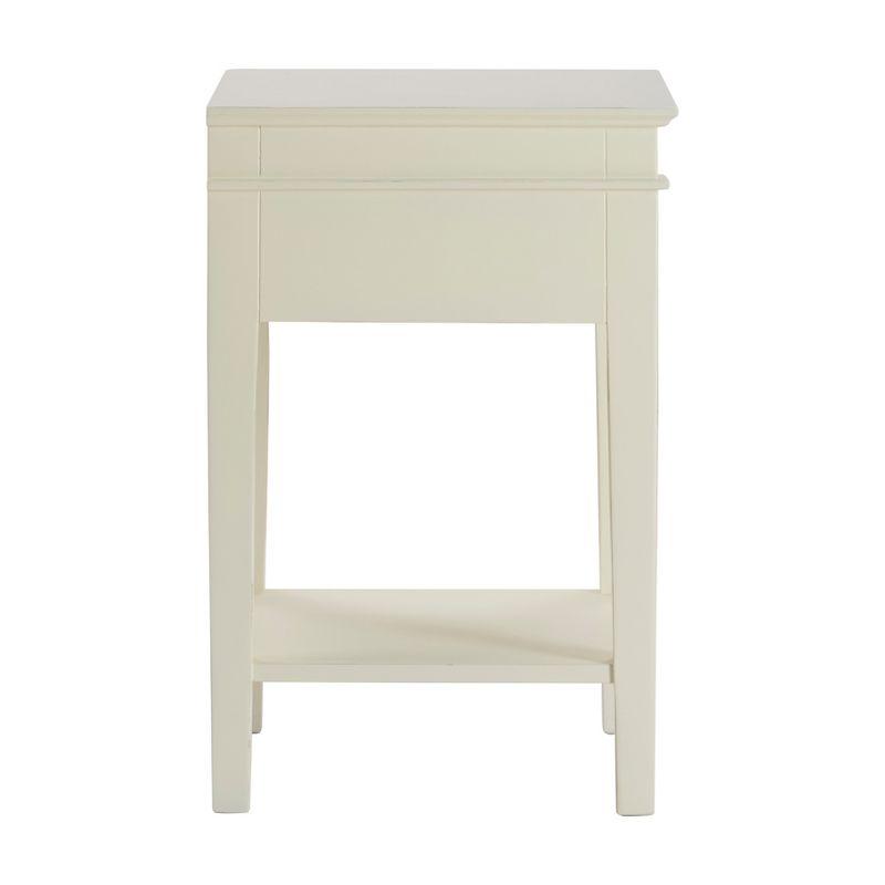 Vintage Cream Wood End Table with Storage Drawer