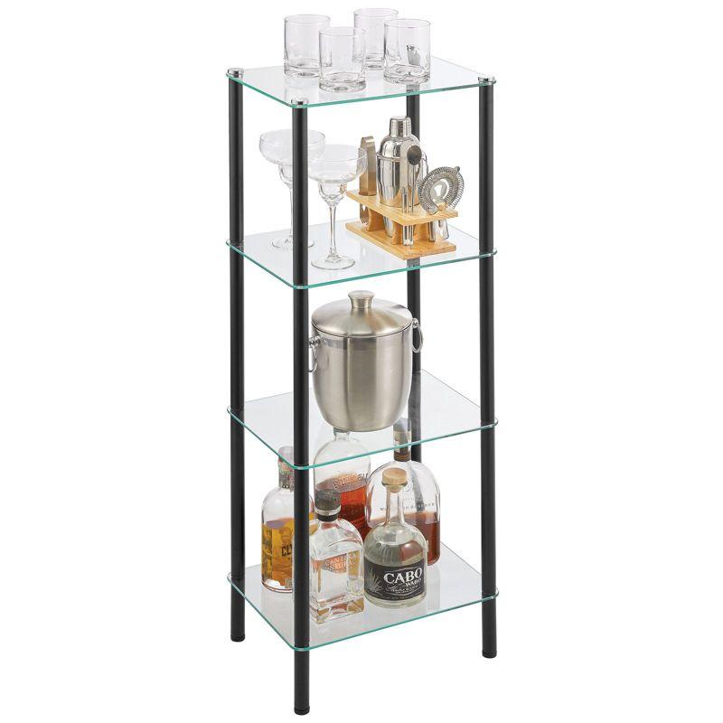 mDesign 4-Tier Glass/Metal Standing Shelf Organizer Display Unit