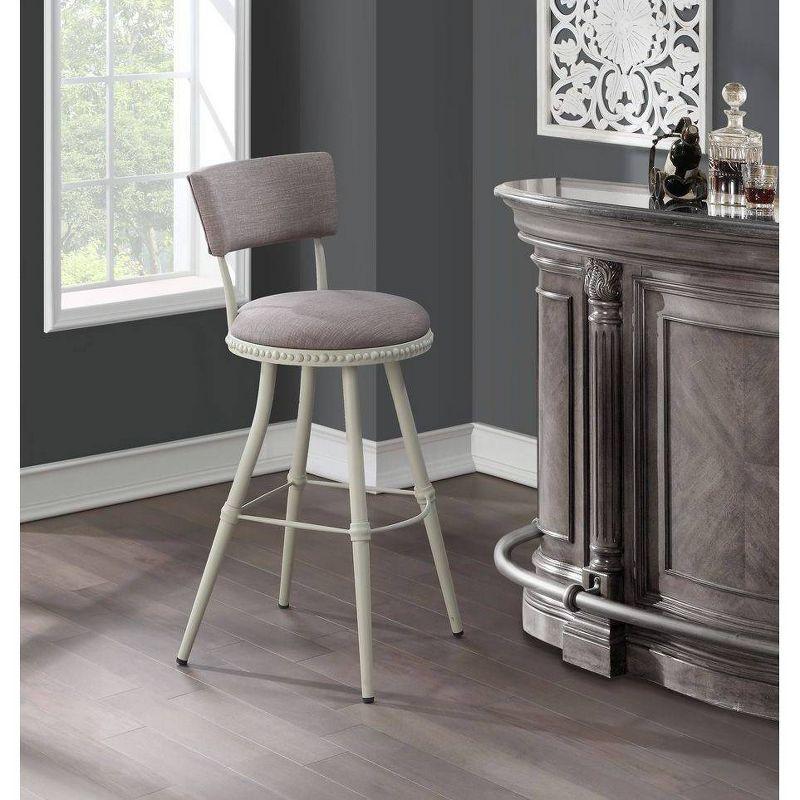 Gray Adjustable Swivel Metal Barstool with Padded Seat