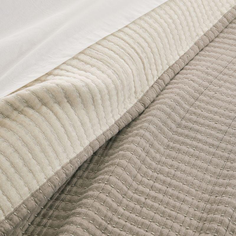 Caden Cotton Gauze Taupe Coverlet - One Full/Queen Coverlet - Levtex Home