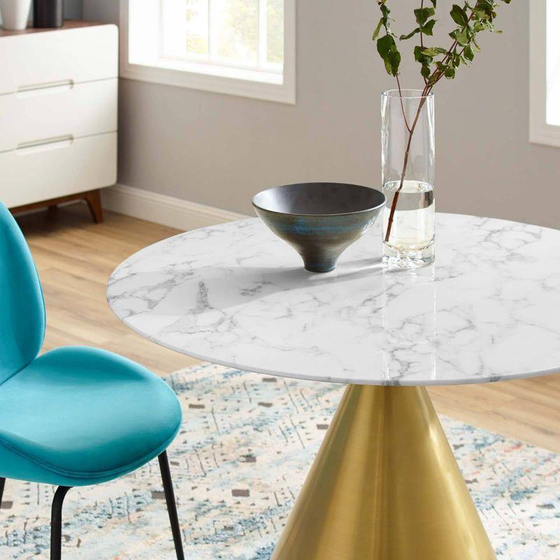 Tupelo 40" Round White Marble and Gold Metal Dining Table