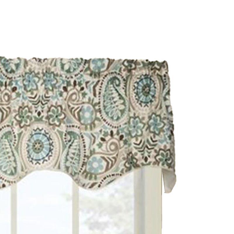 Ellis Curtain Paisley Prism Duchess 3" Rod Pocket Valances for Windows 100" x 30" Latte