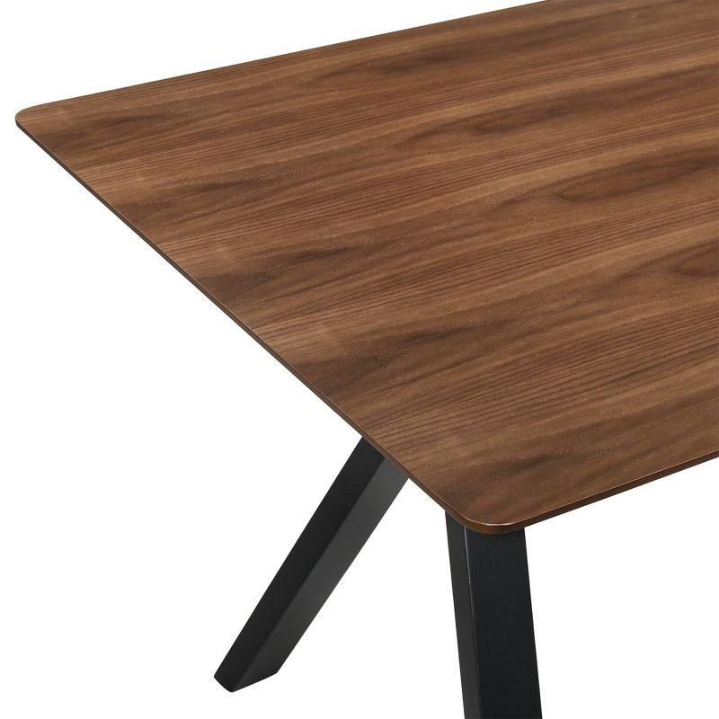 Lennox 63" Walnut Top Black Base Mid-Century Modern Dining Table
