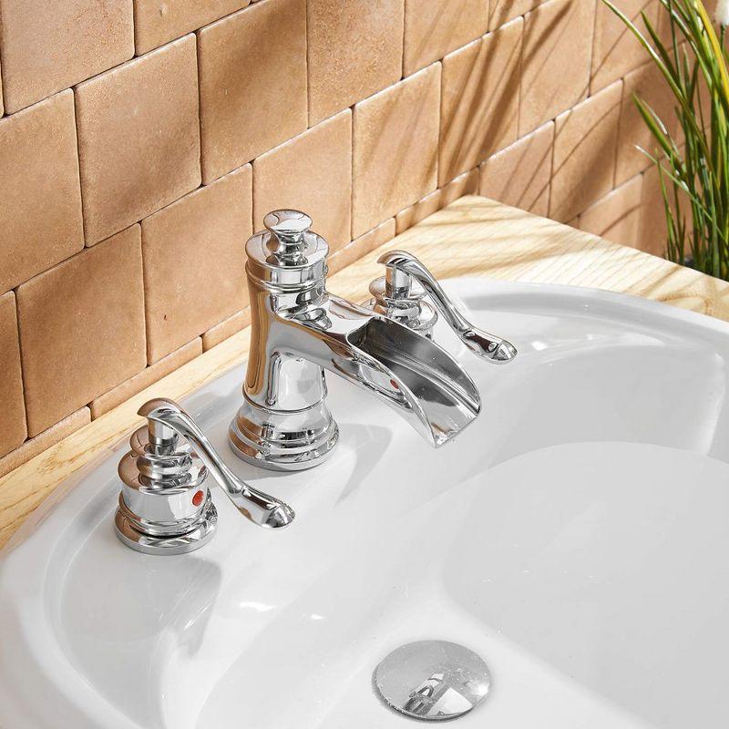 BWE 8 in. Widespread Double Handle Waterfall Bath Faucet With Pop-up Drain Assembly in Spot Resist