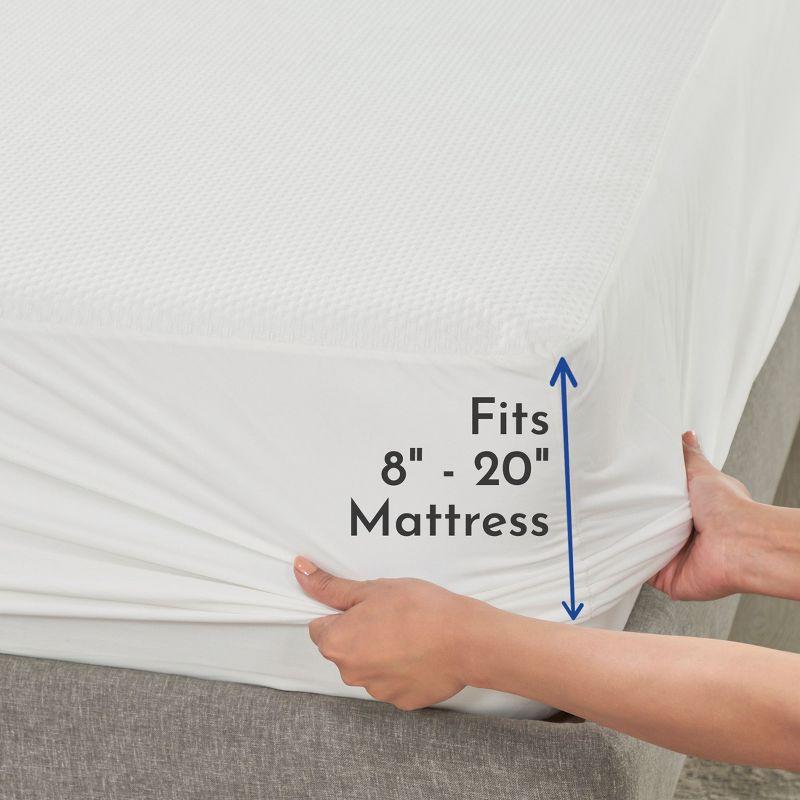 Waterproof Mattress Protector - Noiseless, Machine Washable, Easy-on Fitted Style by California Design Den