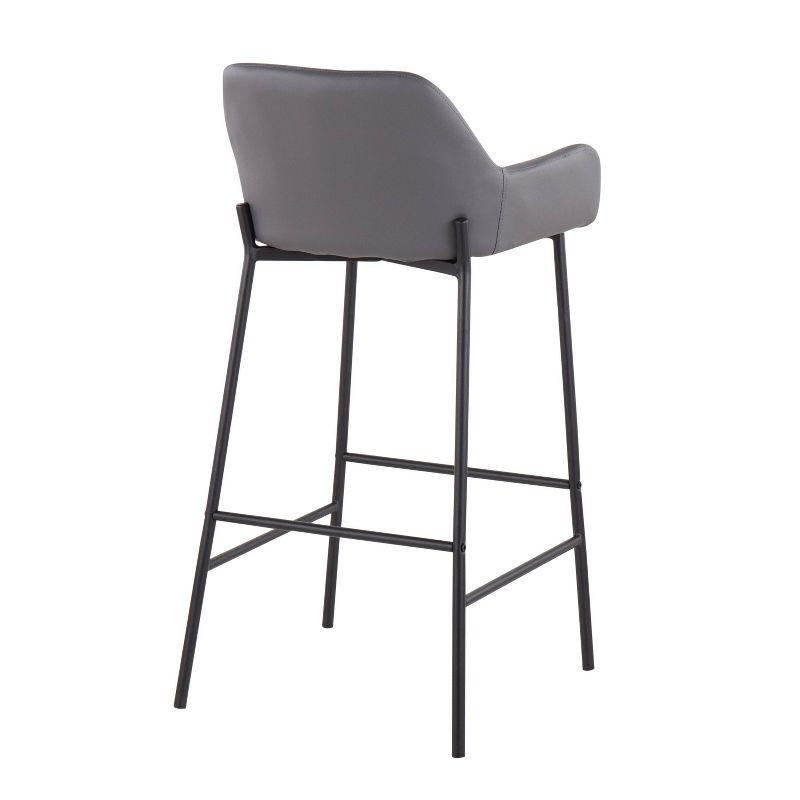 Set of 2 Daniella Metal Faux Leather Barstools Black/Gray - LumiSource: Contemporary, Upholstered, Fixed Height