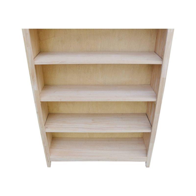 72"x38" Shaker Bookcase Unfinished - International Concepts: Solid Parawood, 6-Tier Storage