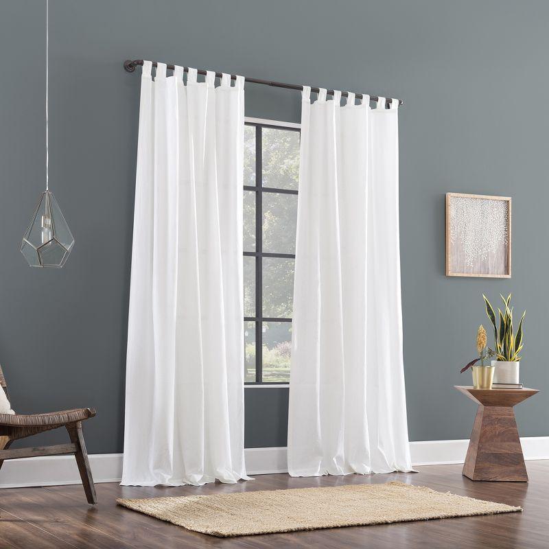 Archaeo Light Filtering Linen Cotton Blend Tab Top Curtain Panel White